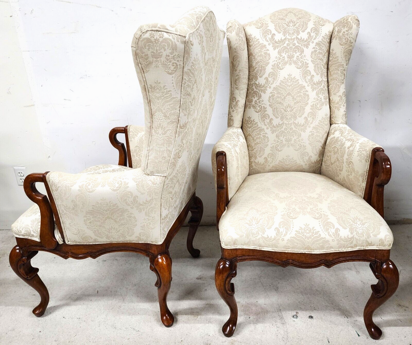 Pair of Fabulous Chinese Chippendale Wingback Armchairs by BAU Furniture of California