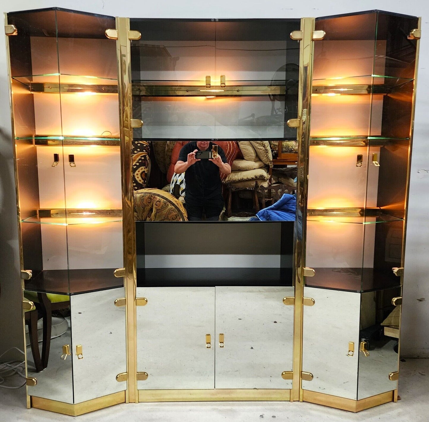 Vintage Wall Display Cabinet with Dry Bar