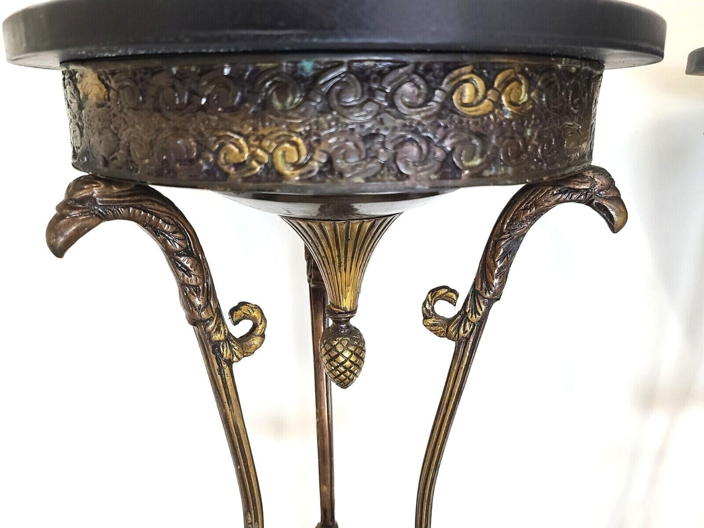 Antique Grand Entrance Italian Brass Griffins & Marble Display Stands - A Pair