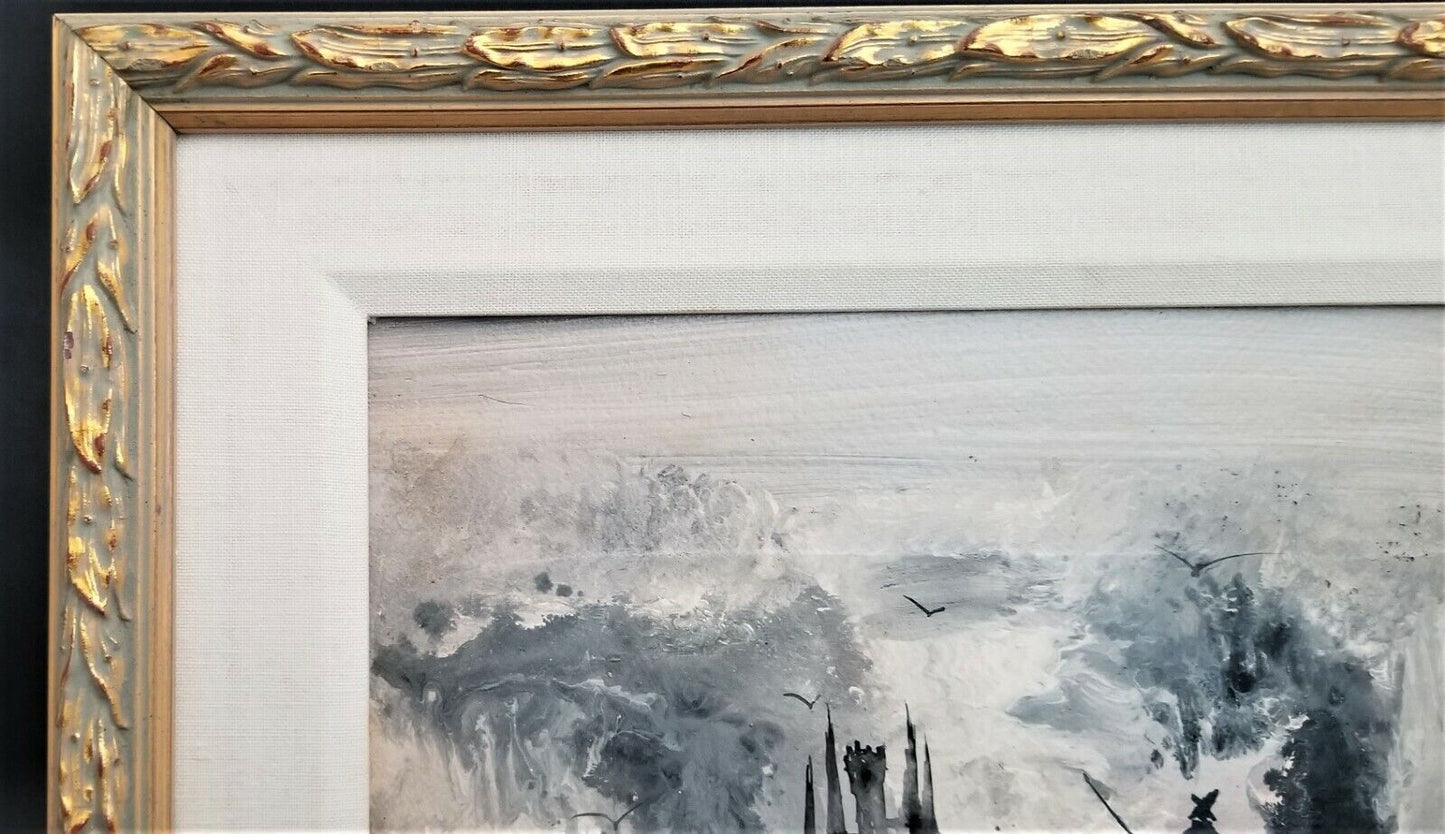 1987 Michelle Gaugy Framed Acrylic Don Quixote Themed Painting "Another Day"