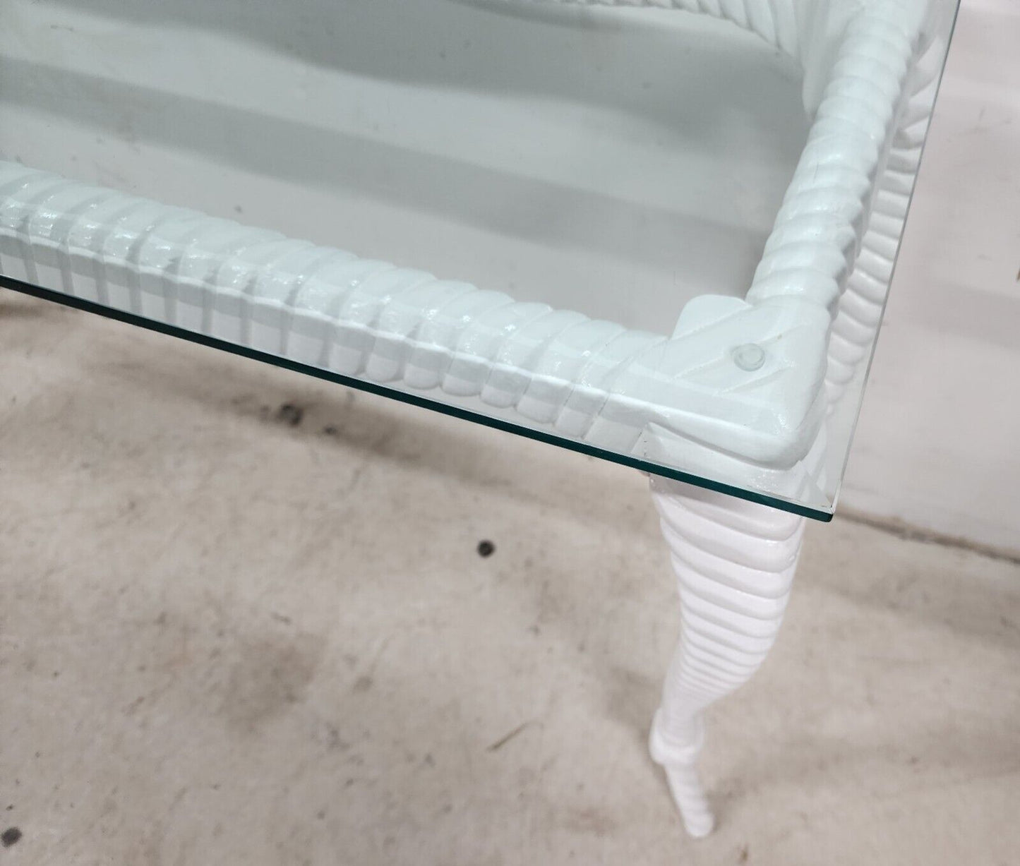 Italian Glass Console Solid Wood Faux Rope