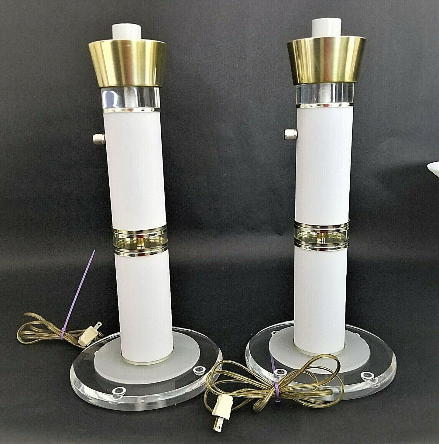 (2) 70's Karl Springer Style Torchier Table Lamps
