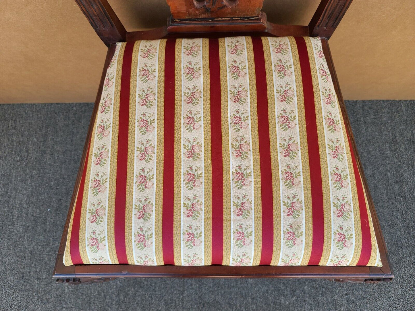 Vintage Mahogany Chippendale Ball & Claw Scroll Back Dining Desk Accent Chair