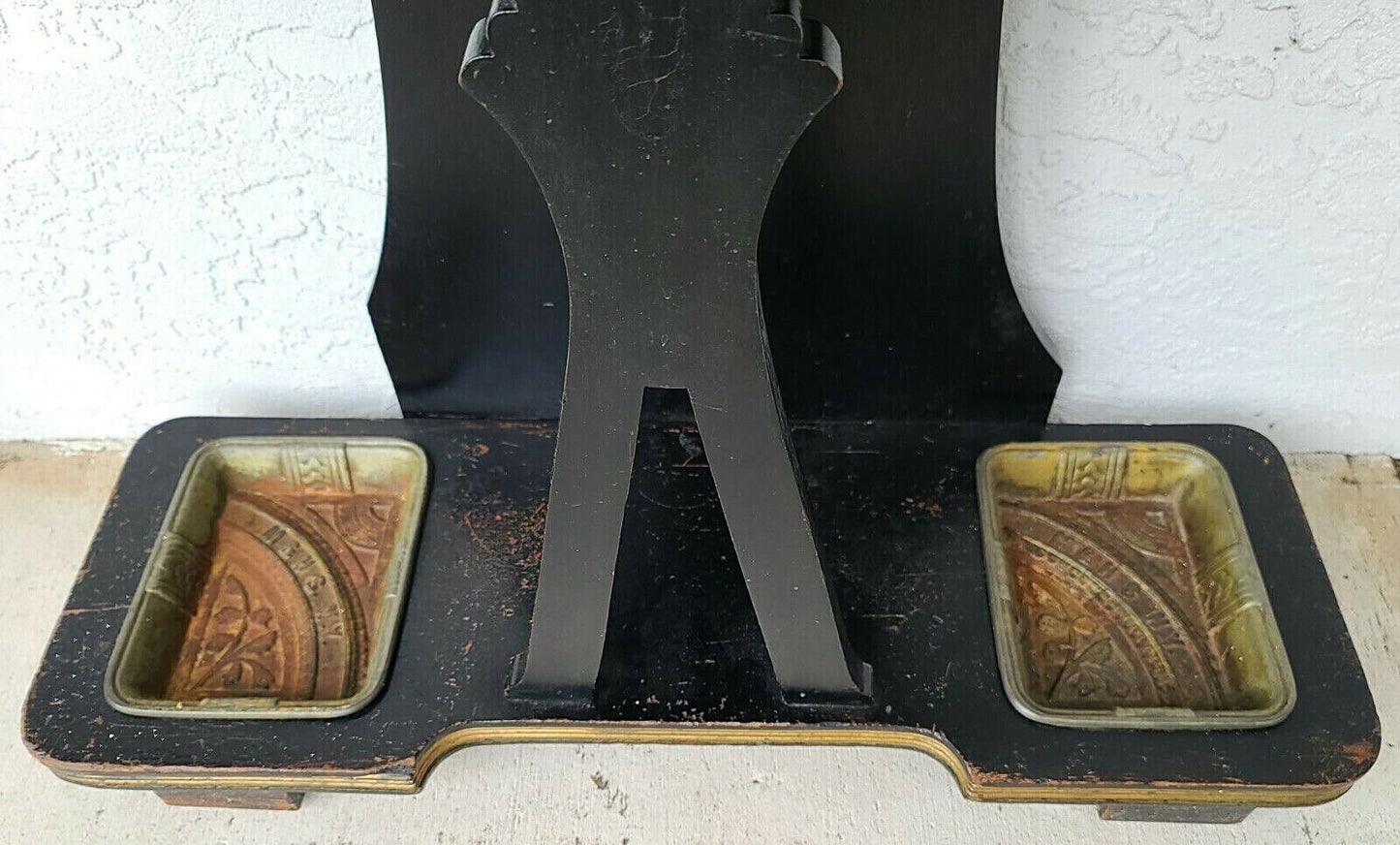 Antique M & H Solid Wood Hall Tree with Marble Top and Drawer