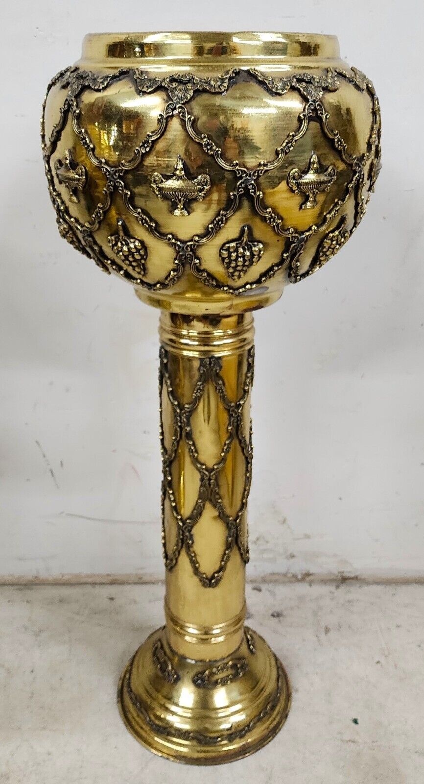 2 Antique Brass Planter Stands