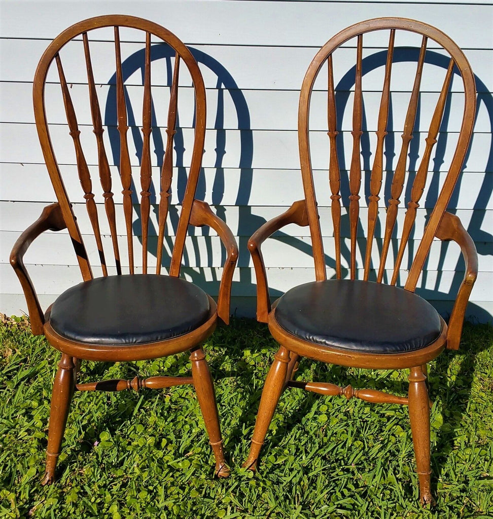 Pair Vtg Mid Century 1954 THOMASVILLE Bentwood Windsor Dining Armchairs Bowback