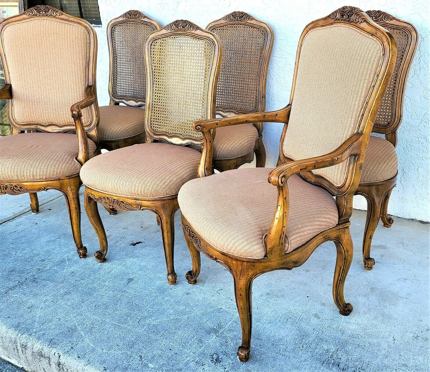 HENREDON French Provincial Cane Back Dining Chairs - Set of 6