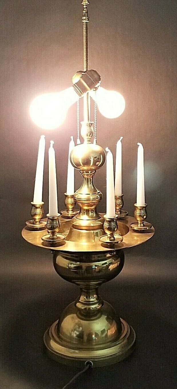 Vintage Solid Brass Table Lamp and Candelabra