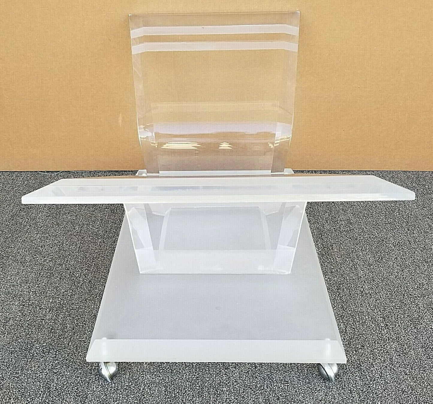 54" MCM Vintage Rolling Butterfly Lucite and Glass Center Cocktail Coffee Table