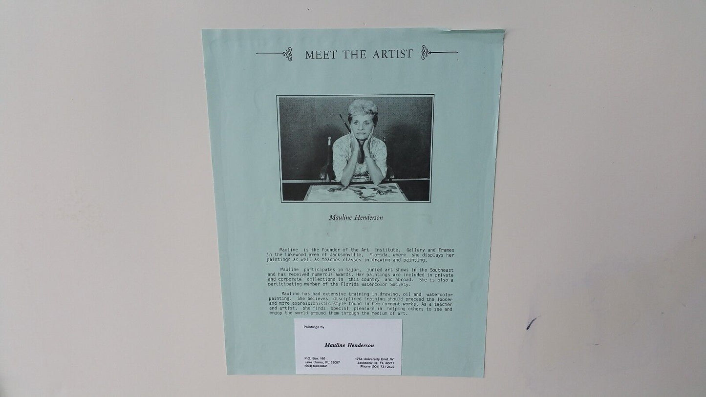 Wonderful Original Signed Mauline Henderson Old Florida " RIVER BANK " Painting