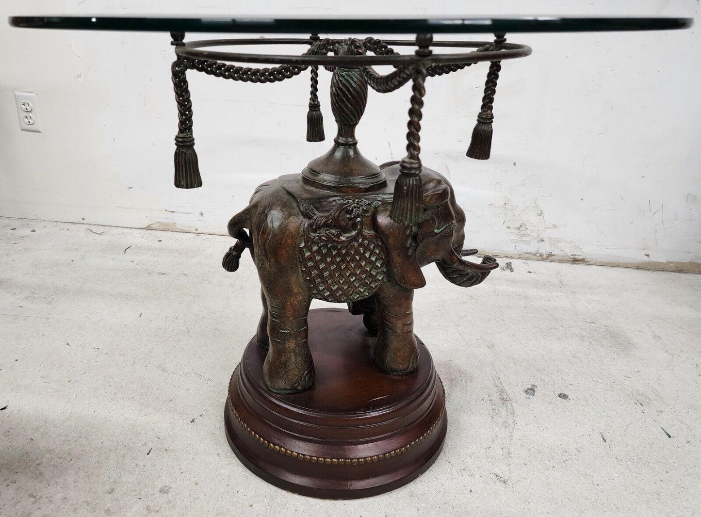 Bronze Elephant Pedestal Side Table