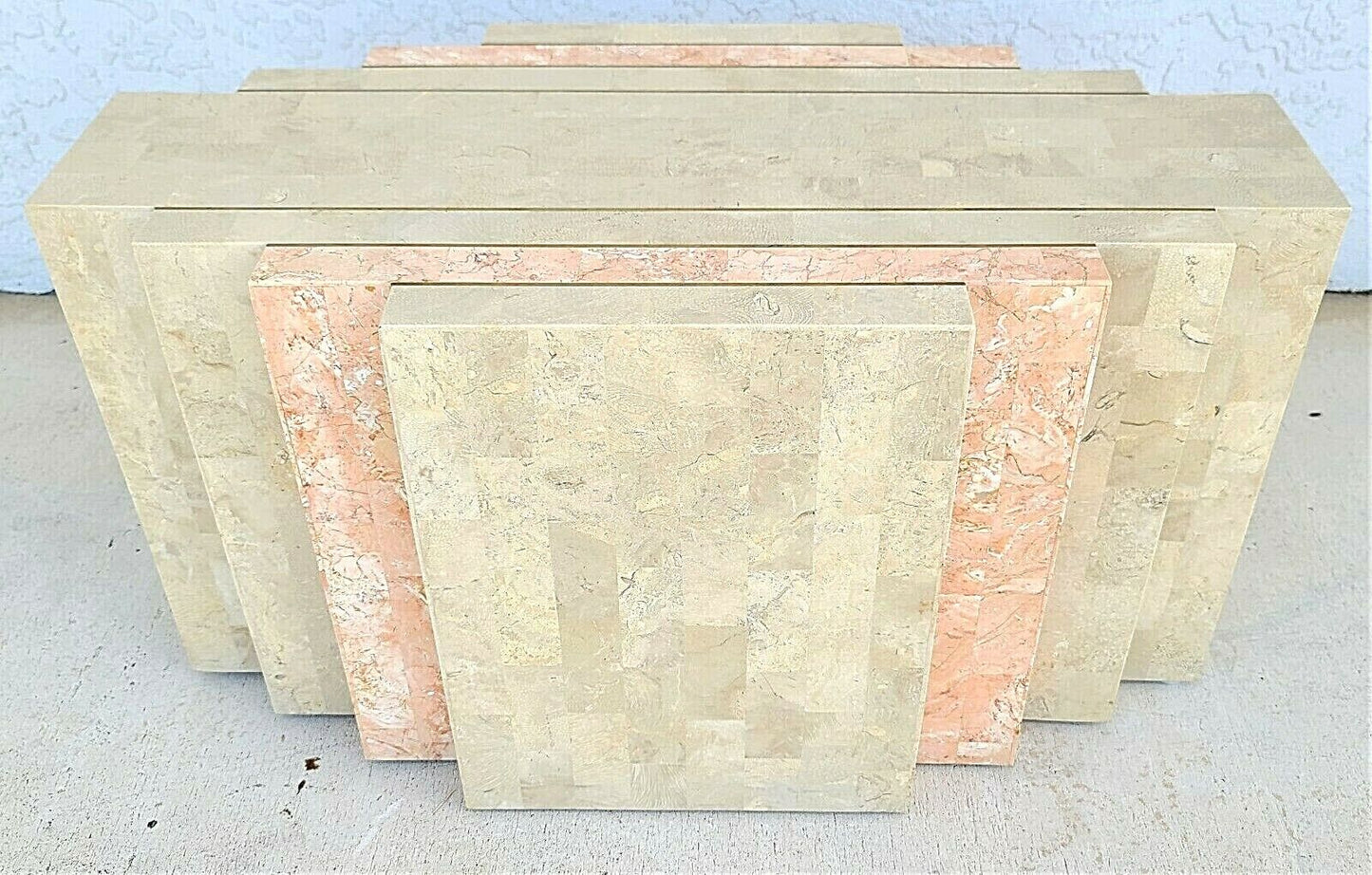 MCM MAITLAND SMITH 2 Tone Tessellated Stone Brass Inlay Coffee Cocktail Table