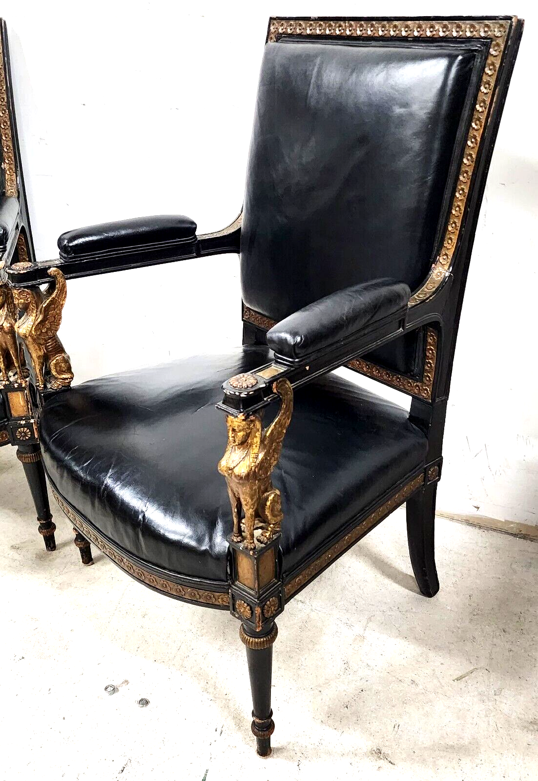 Leather Armchairs Empire Style Mid Century