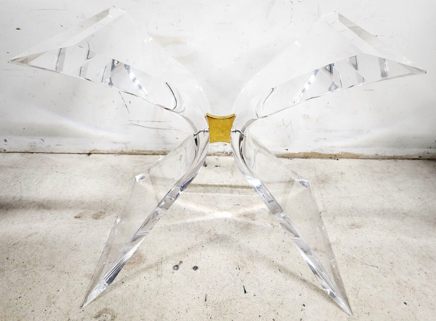 MCM Lucite Dining Table With Glass Signed by Lion In Frost