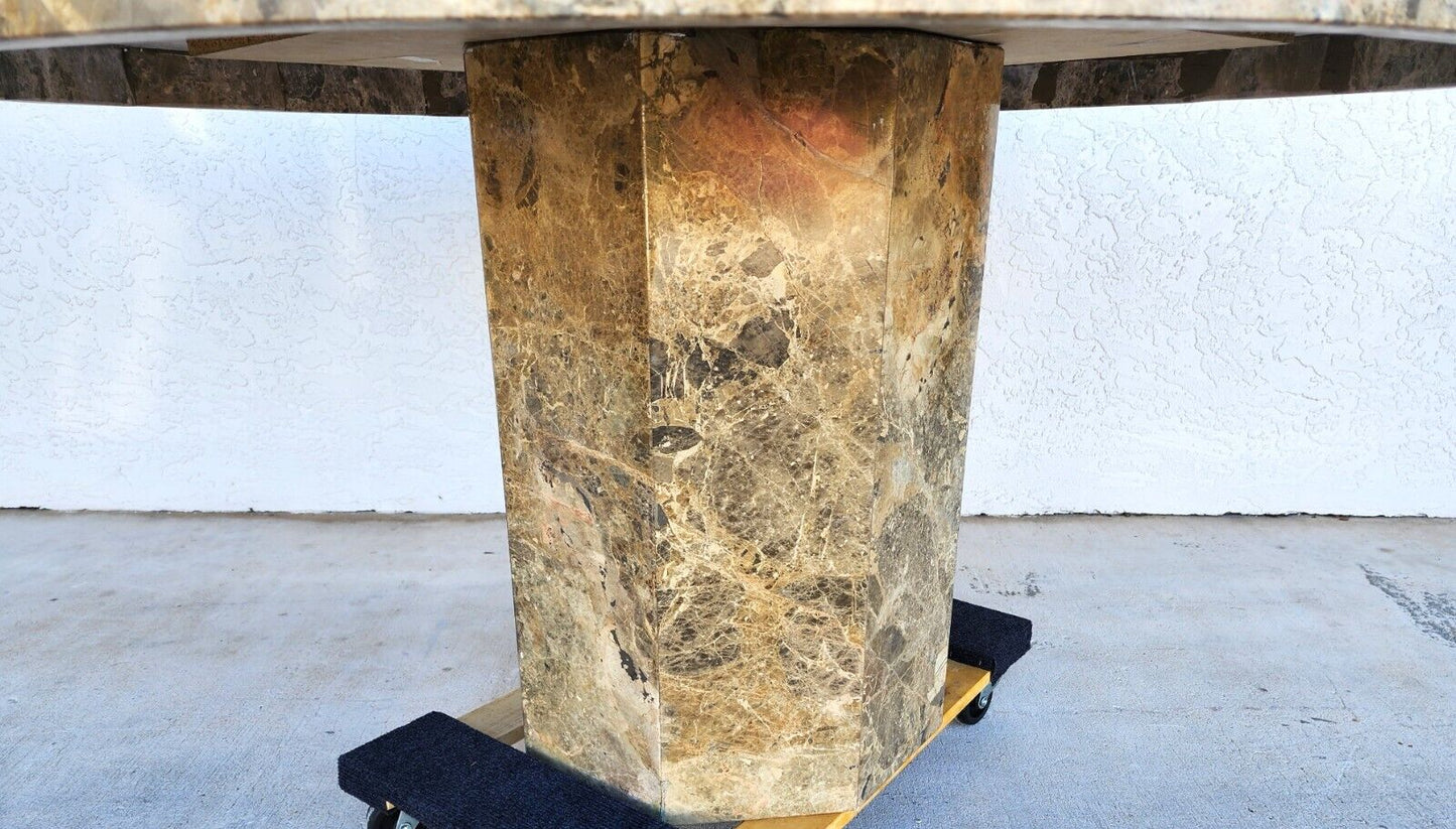 Marble Dining Table Faux Emperado Italian 1970s 55"