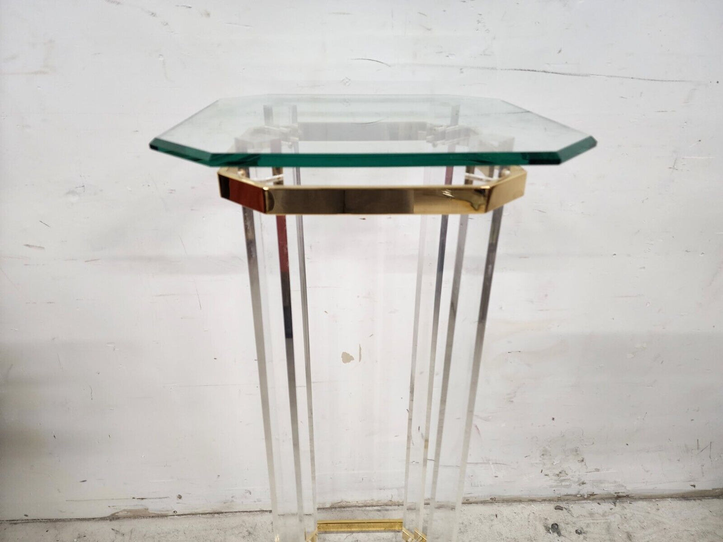 Lucite Pedestal Display Stand CHARLES HOLLIS JONES Style 24 Karat Gold Plated