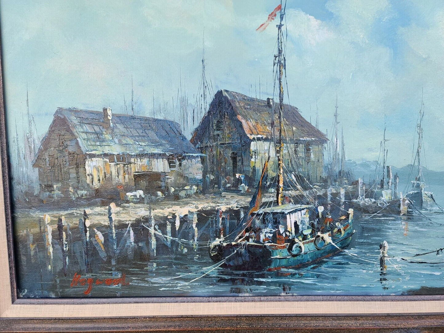 Original Signed HAYWOOD Seascape Landscape Oil Painting