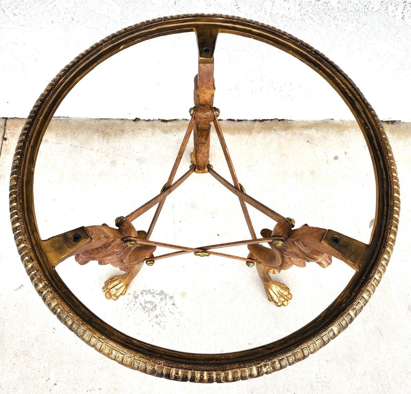 Gueridon Table Patinated and Gilt-Bronze with Marble Top