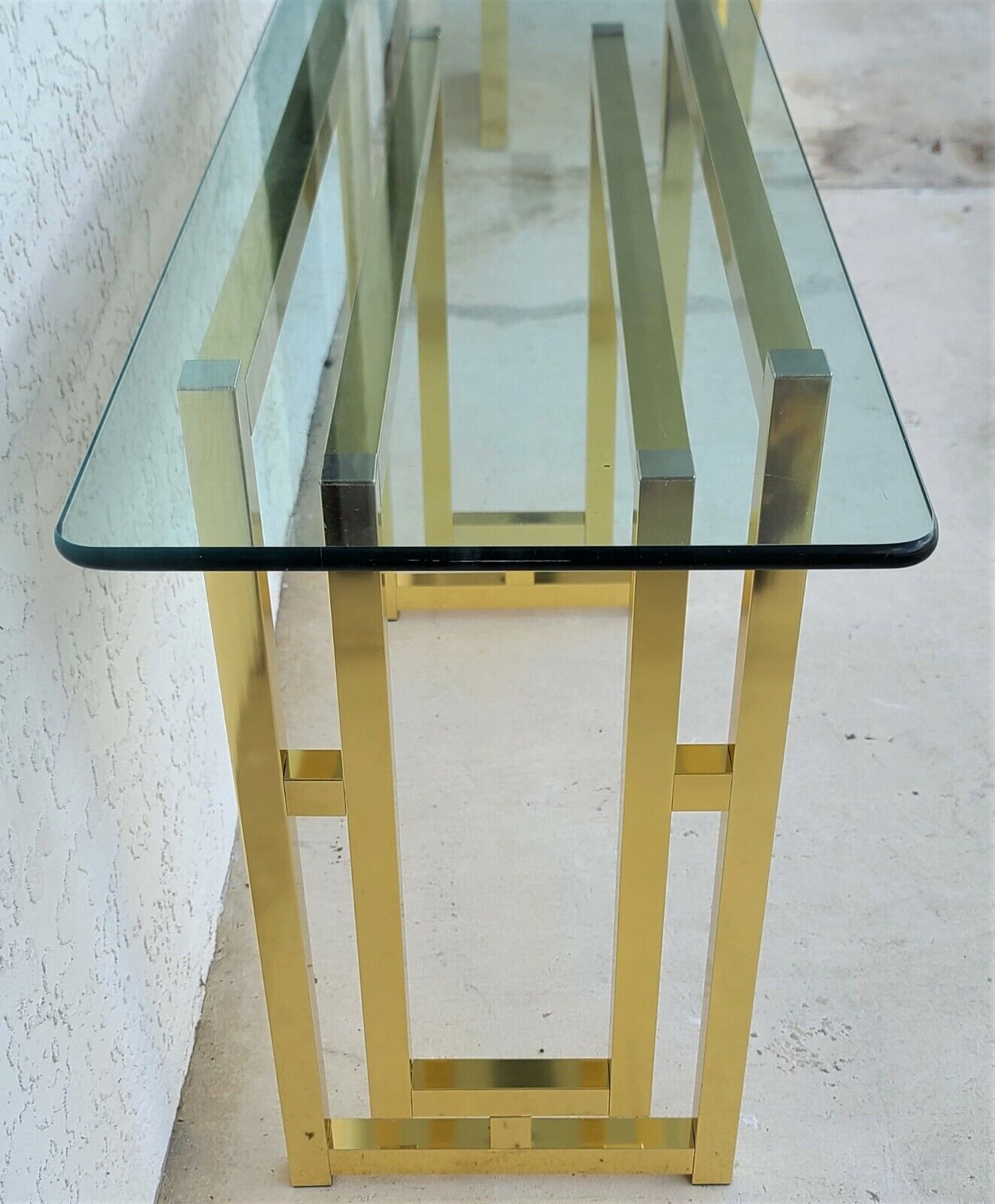 Mid Century Modern Metal and Glass Console Table 52"
