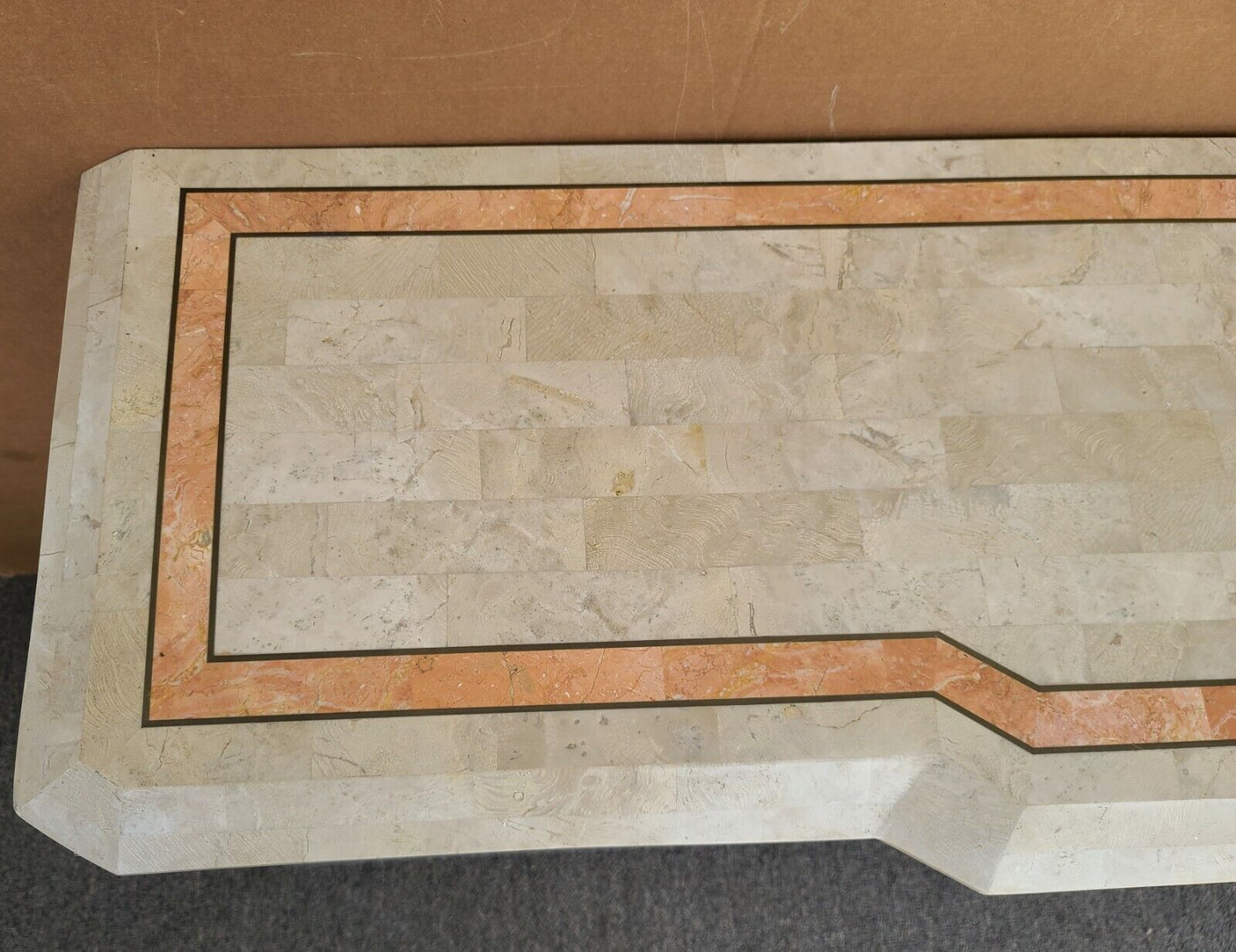 Sideboard Credenza Maitland Smith Style Tessellated Stone & Faux Travertine