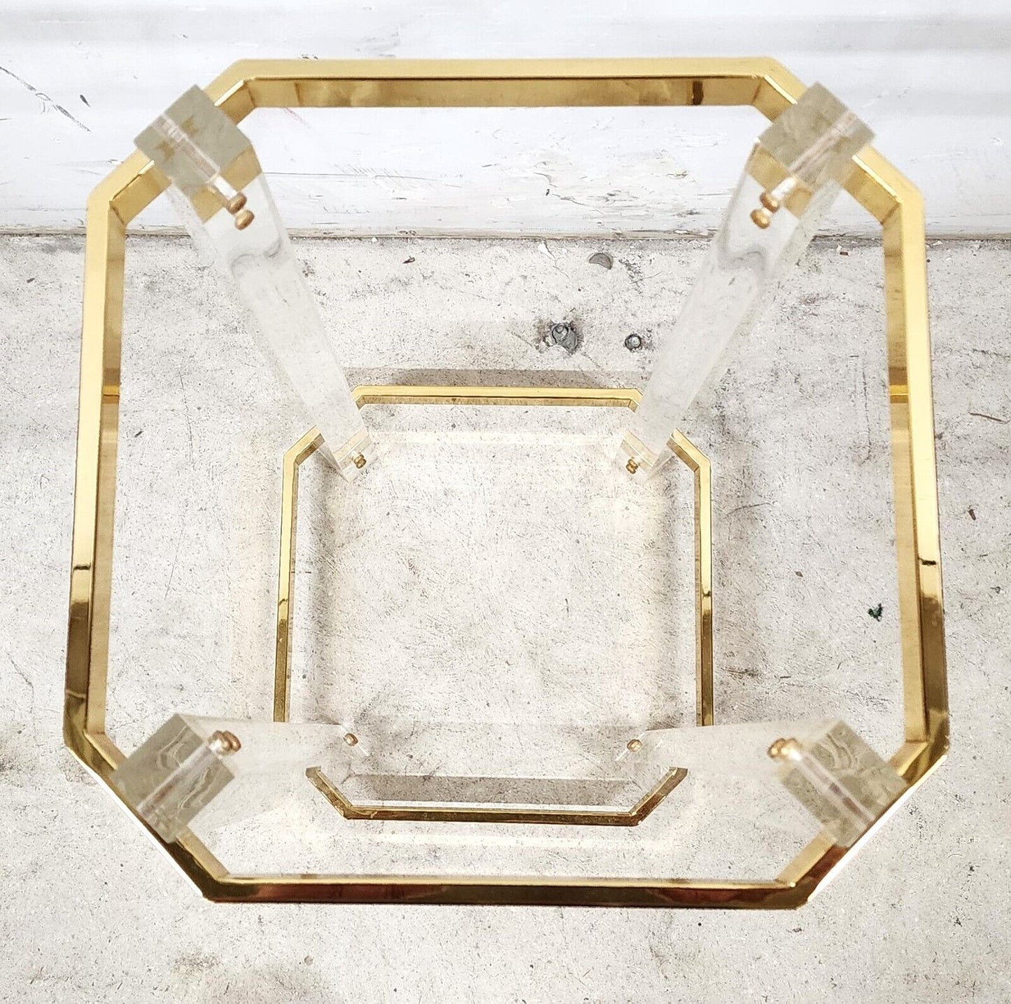 Lucite Side Table CHARLES HOLLIS JONES Style 24 Karat Gold Plated
