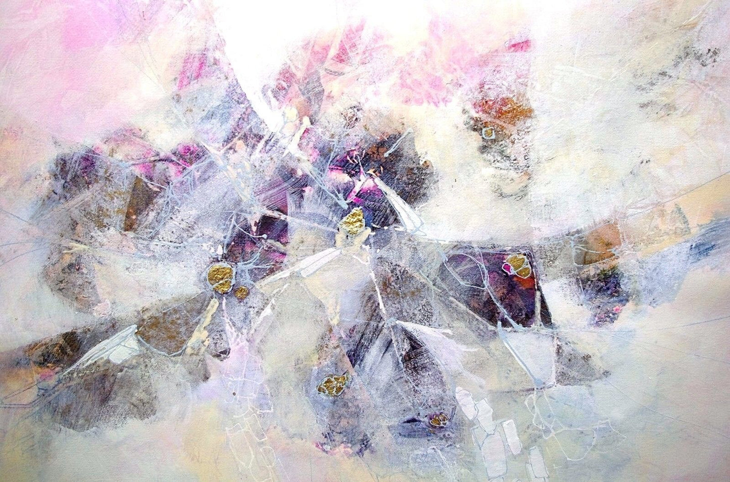 1988 Edward Goldman (1916-2006) Acrylic Gold Leaf Ink Painting Signed