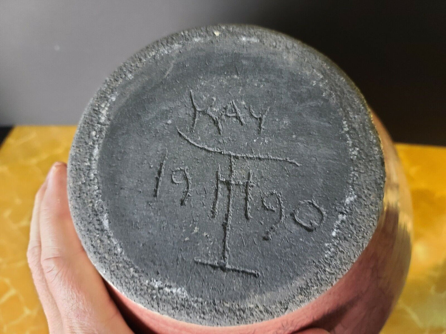 Large Signed Native American Style 2 Tone Crackle Glaze Raku Pottery Vase