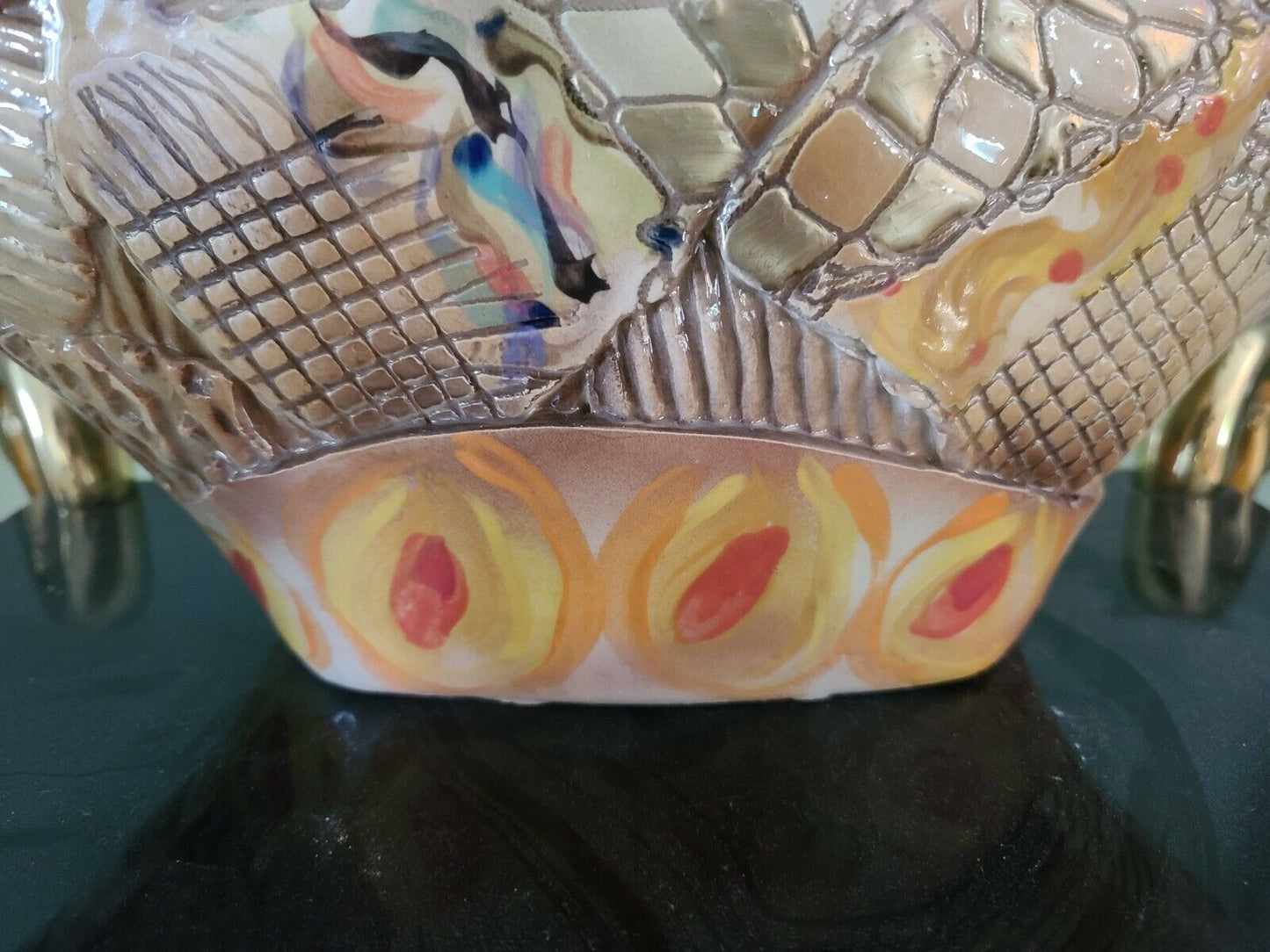 Large GAIL MARKIEWICZ Patchwork Heart Vase Studio Art Pottery