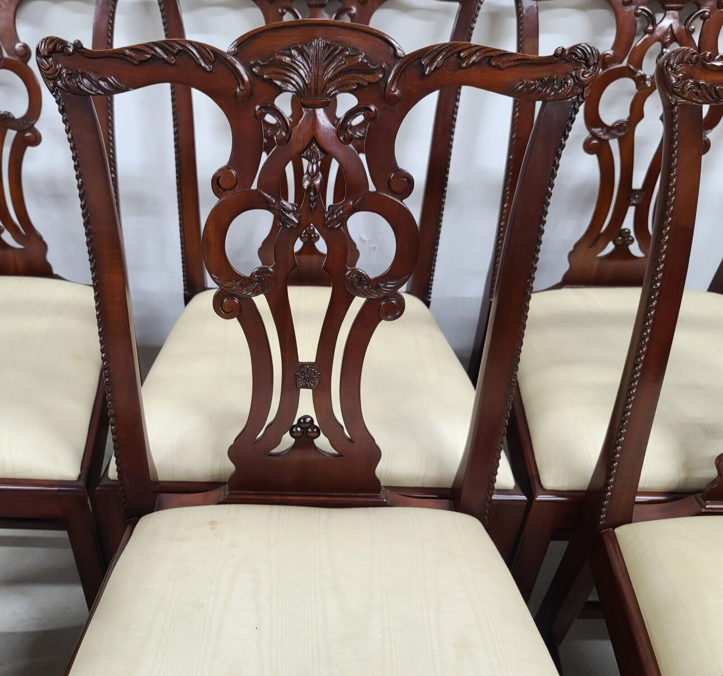 Set of 8 Mahogany Chippendale Dining Chairs by MAITLAND SMITH
