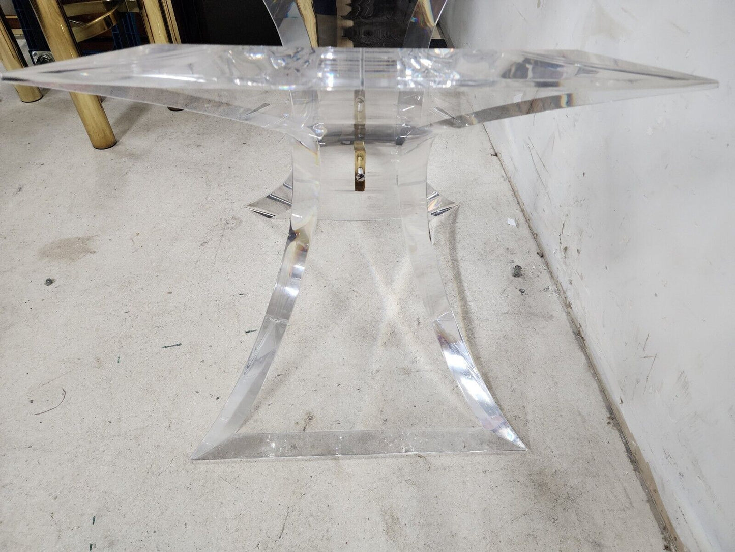 MCM Lucite Dining Table With Glass Signed by Lion In Frost