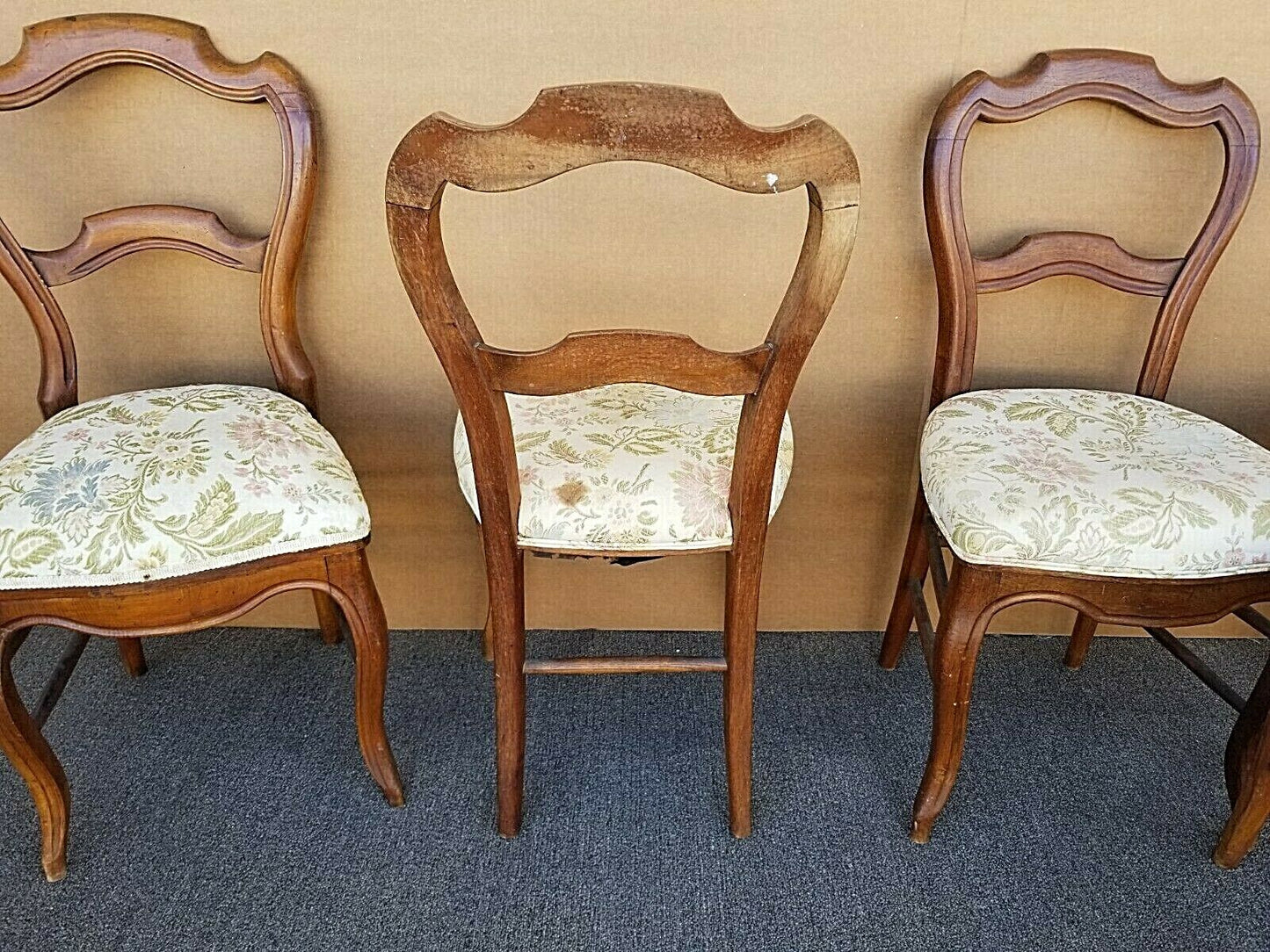 Set of 7 Antique circa 1900 Victorian Balloon Back Chairs