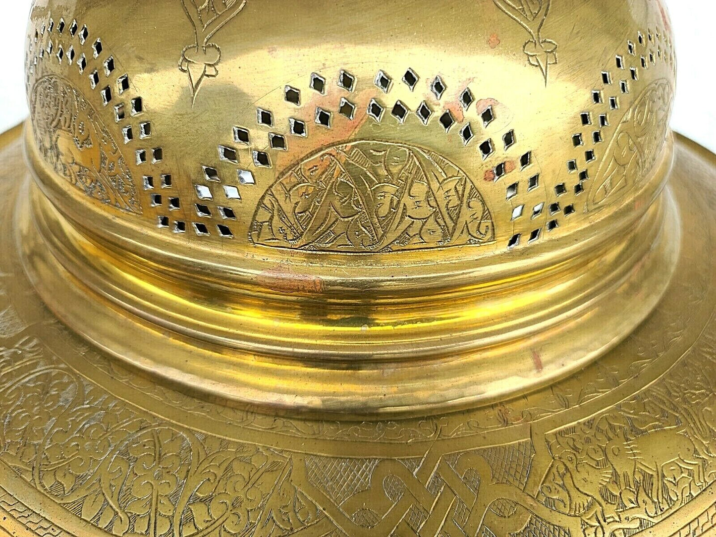 Large 30" Antique c 1900 Arabic Fire Pit Ceremonial Brazier with Matching Tray