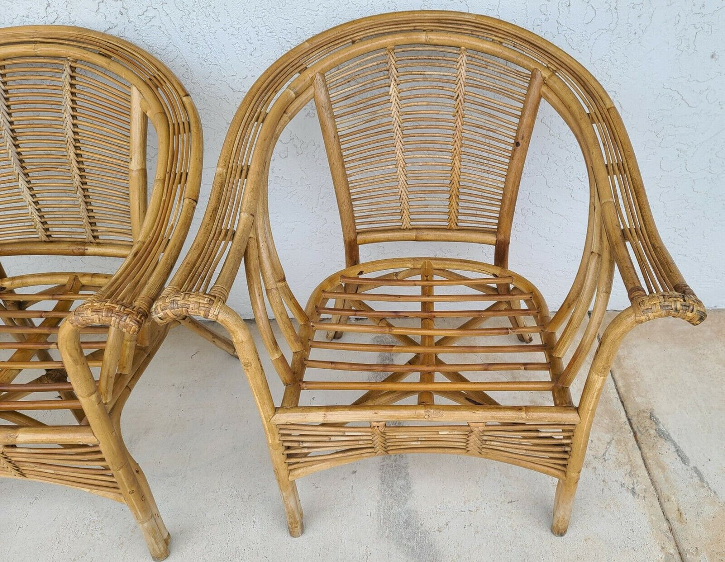 Set of 4 MCM FRANCO ALBINI Style Bamboo Rattan Bentwood Armchairs