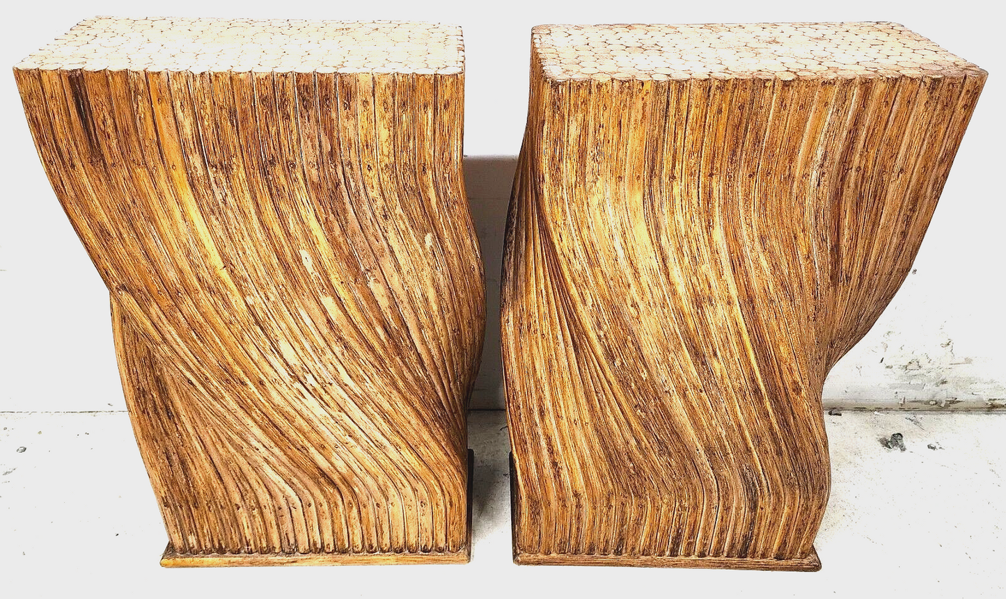 Vintage Bamboo Table Dining Console Bases Pedestals Boho by McGuire