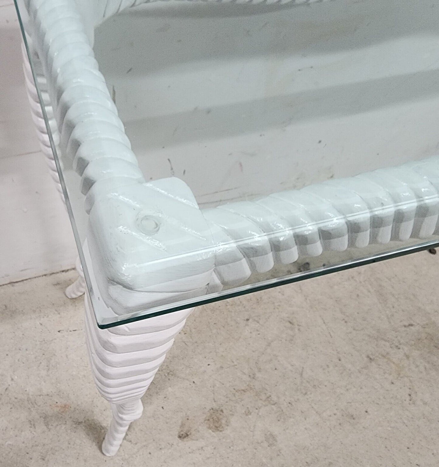 Italian Glass Console Solid Wood Faux Rope