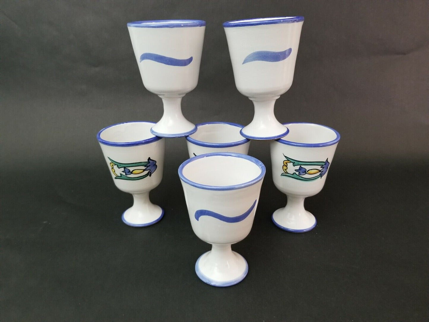 Set of 6 SOLIMENE Ceramiche Vietri sul Mare Fratelli Bros Wine Water Goblets