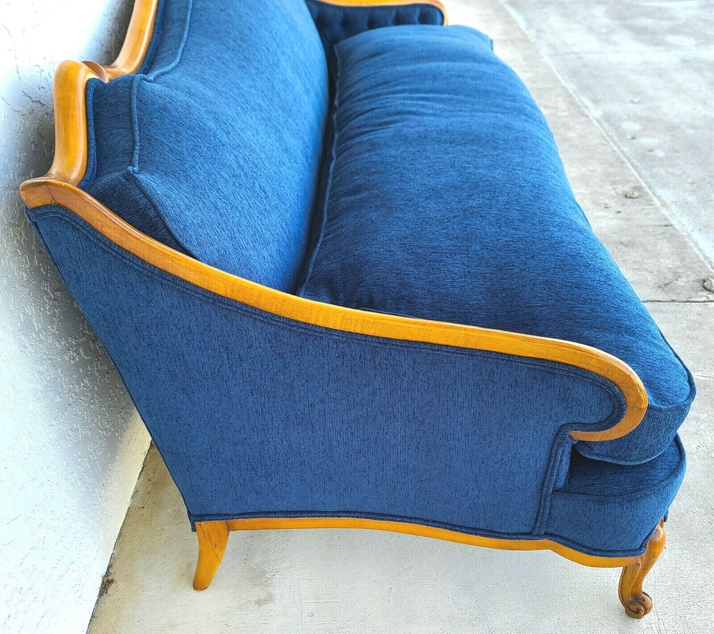 French Provincial Louis XV Style Sofa with Serpentine Carved Back