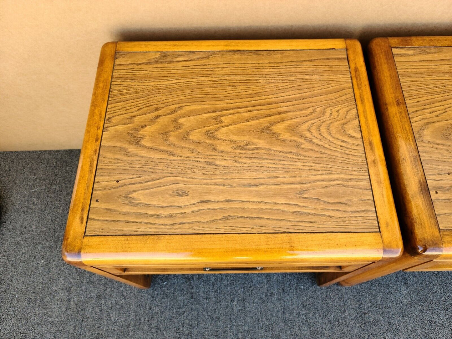 Vtg Pair Of GLENN of CALIFORNIA Mid Century Modern Wicker Accented Nightstands