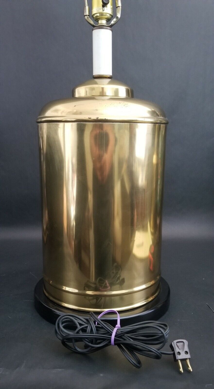 Vintage Large Asian Chinoiserie Brass Tea Canister Table Lamp