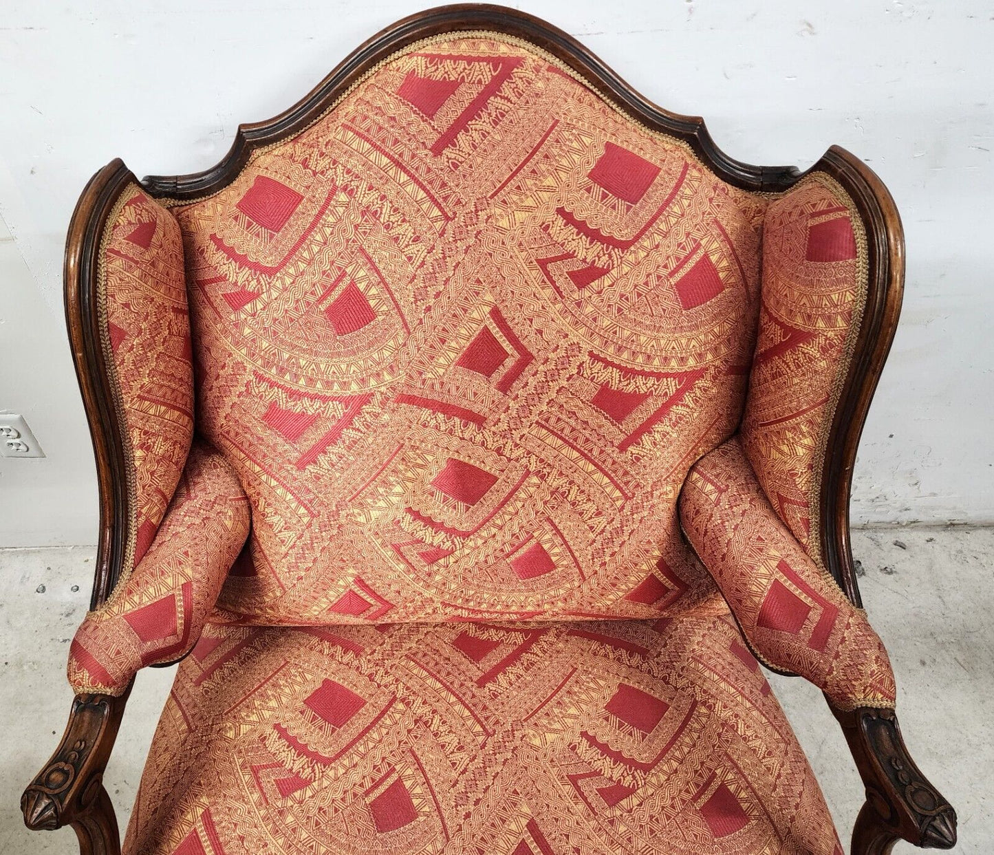 French Provincial Chair Wingback Walnut Bergere Antique