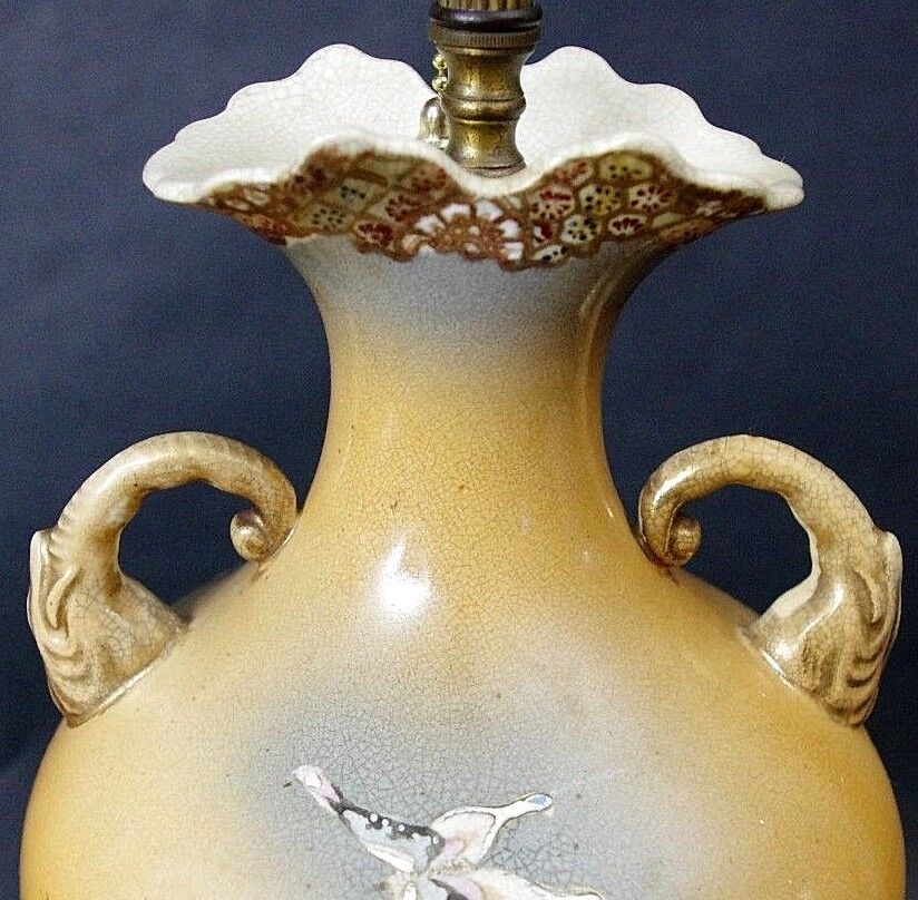 2 Mid Century MAO PERIOD Amphora Elephants Butterflies Flowers Chinese Table Lamps