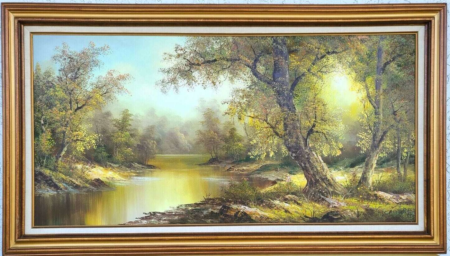 1987 Signed IRENE CAFIERI Landscape Oil Painting " Bowen Hones "