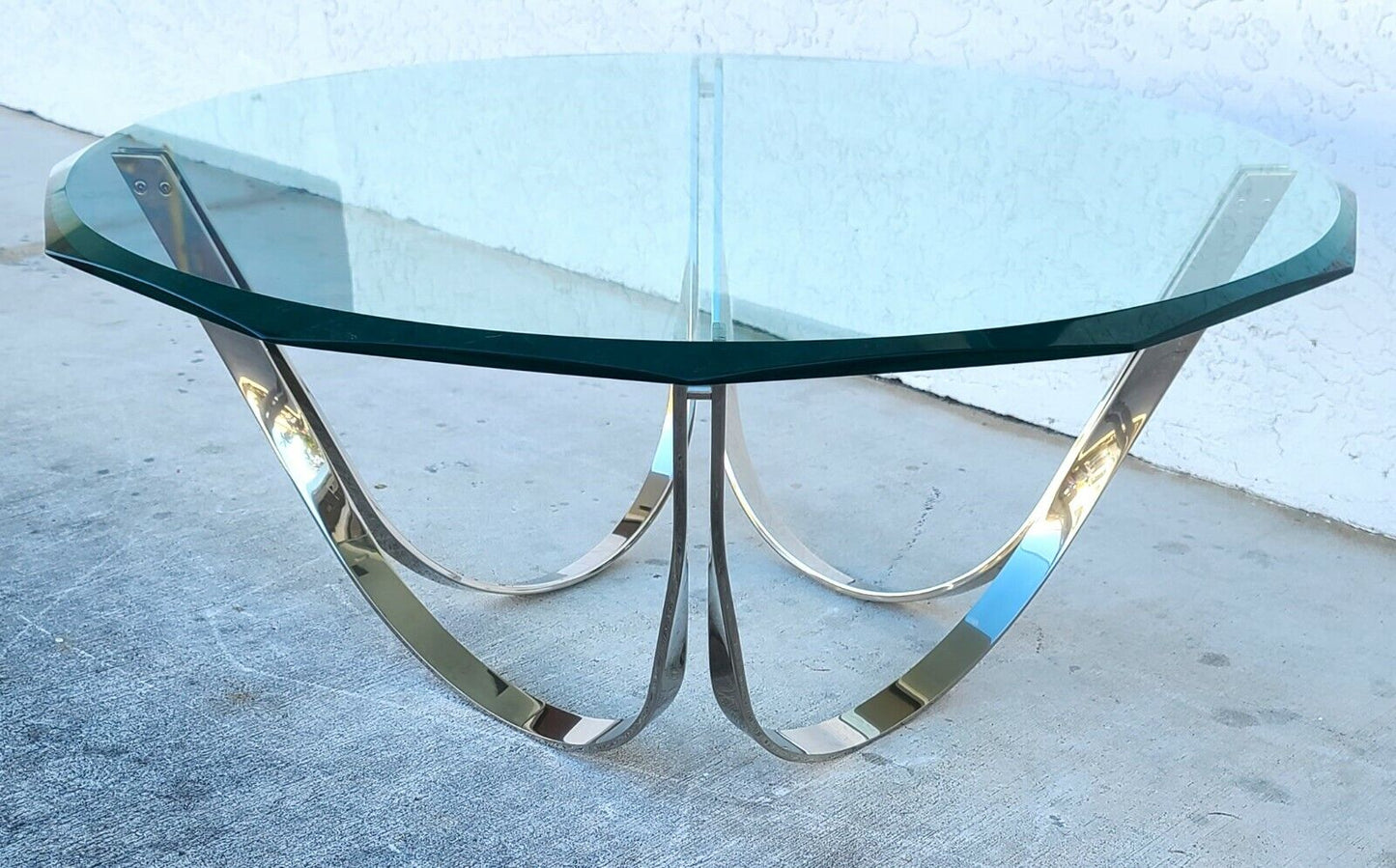 70's Roger Sprunger for Dunbar Chrome Glass Coffee Table