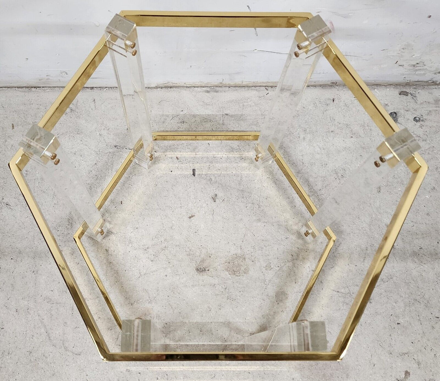 Lucite Side Table CHARLES HOLLIS JONES Style 24 Karat Gold Plated