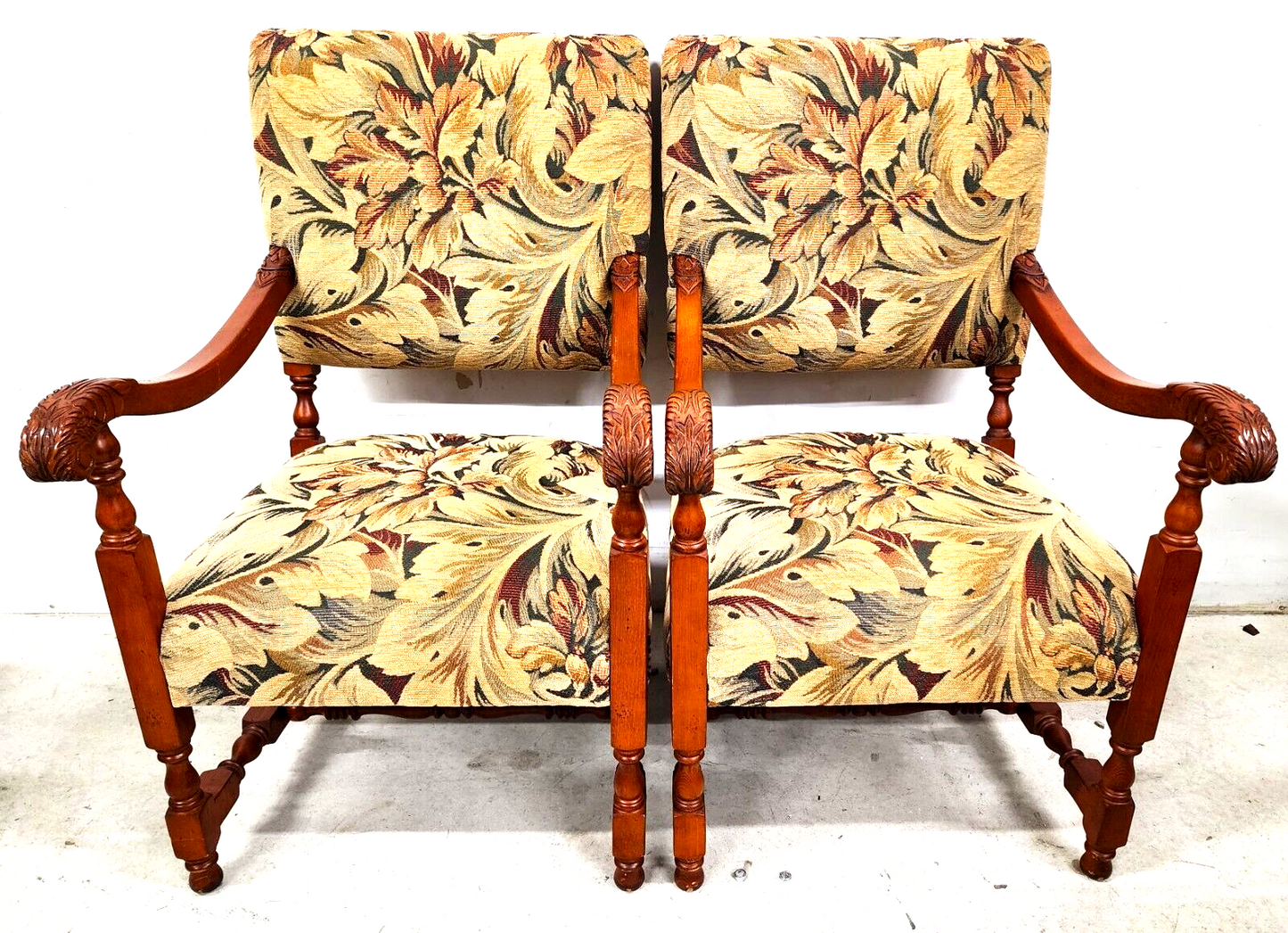 Antique Louis XIII Style French Armchairs - A Pair