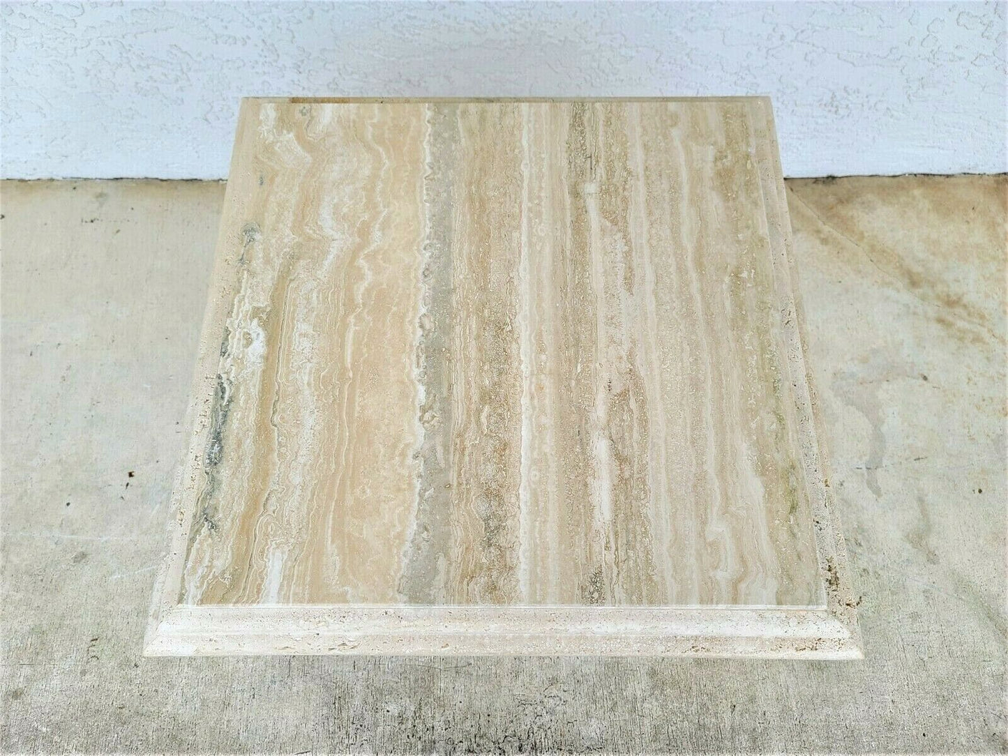 Midcentury Italian Travertine Side End Table by Stone International
