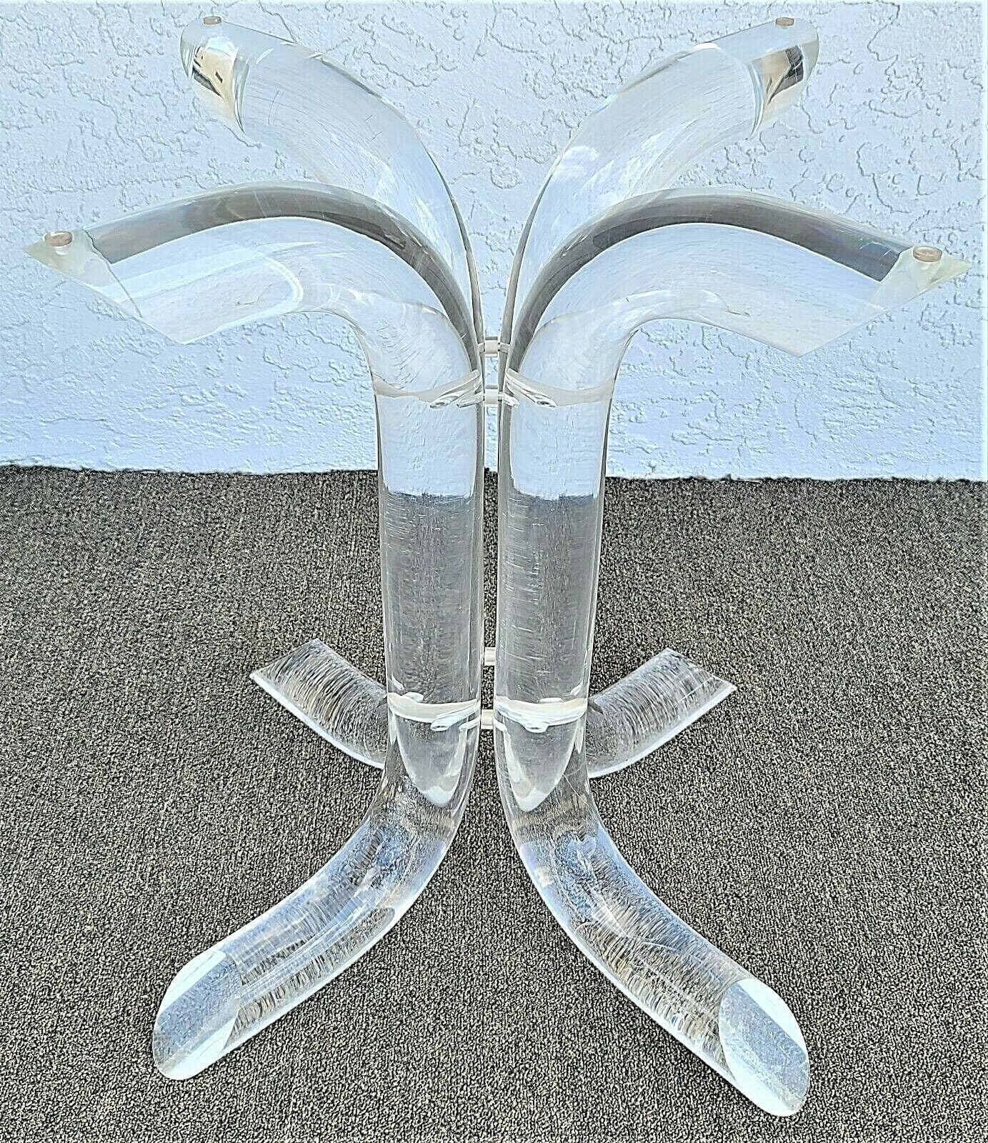 Vtg Charles Hollis Jones Tusk Lucite & Glass 4 Prong Dining Gaming Table