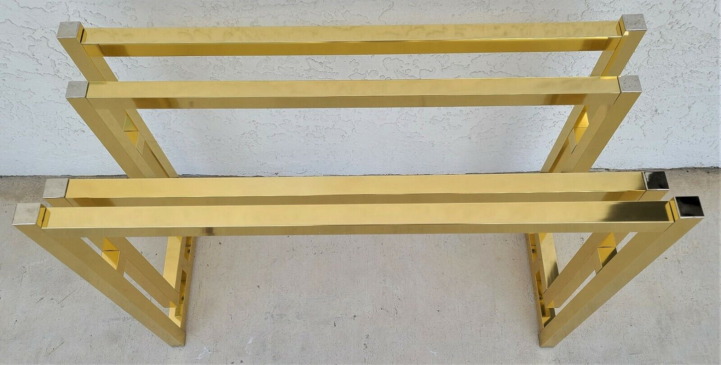 Mid Century Modern Metal and Glass Console Table 52"