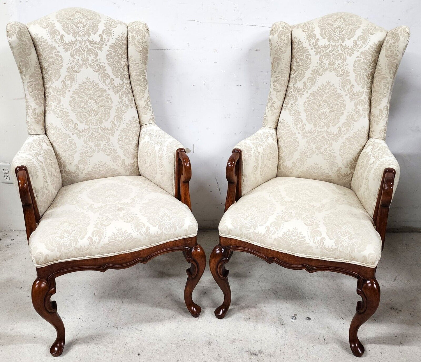 Pair of Fabulous Chinese Chippendale Wingback Armchairs by BAU Furniture of California
