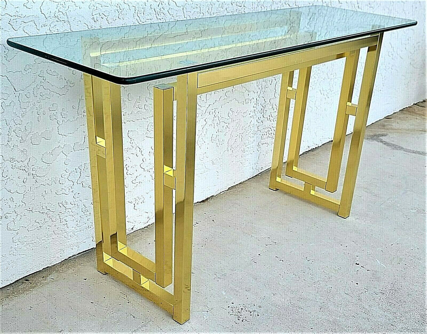 Mid Century Modern Metal and Glass Console Table 52"